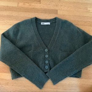 Zara green cropped sweater